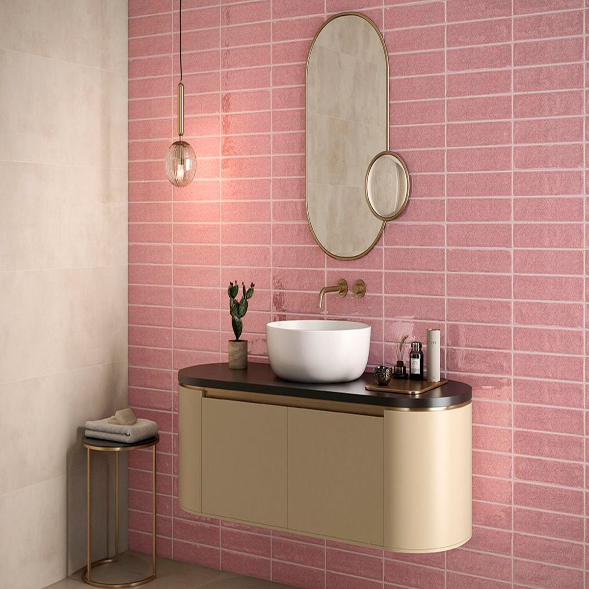 Casa de banho com revestimento antiderrapante Eleganza bege 60x60