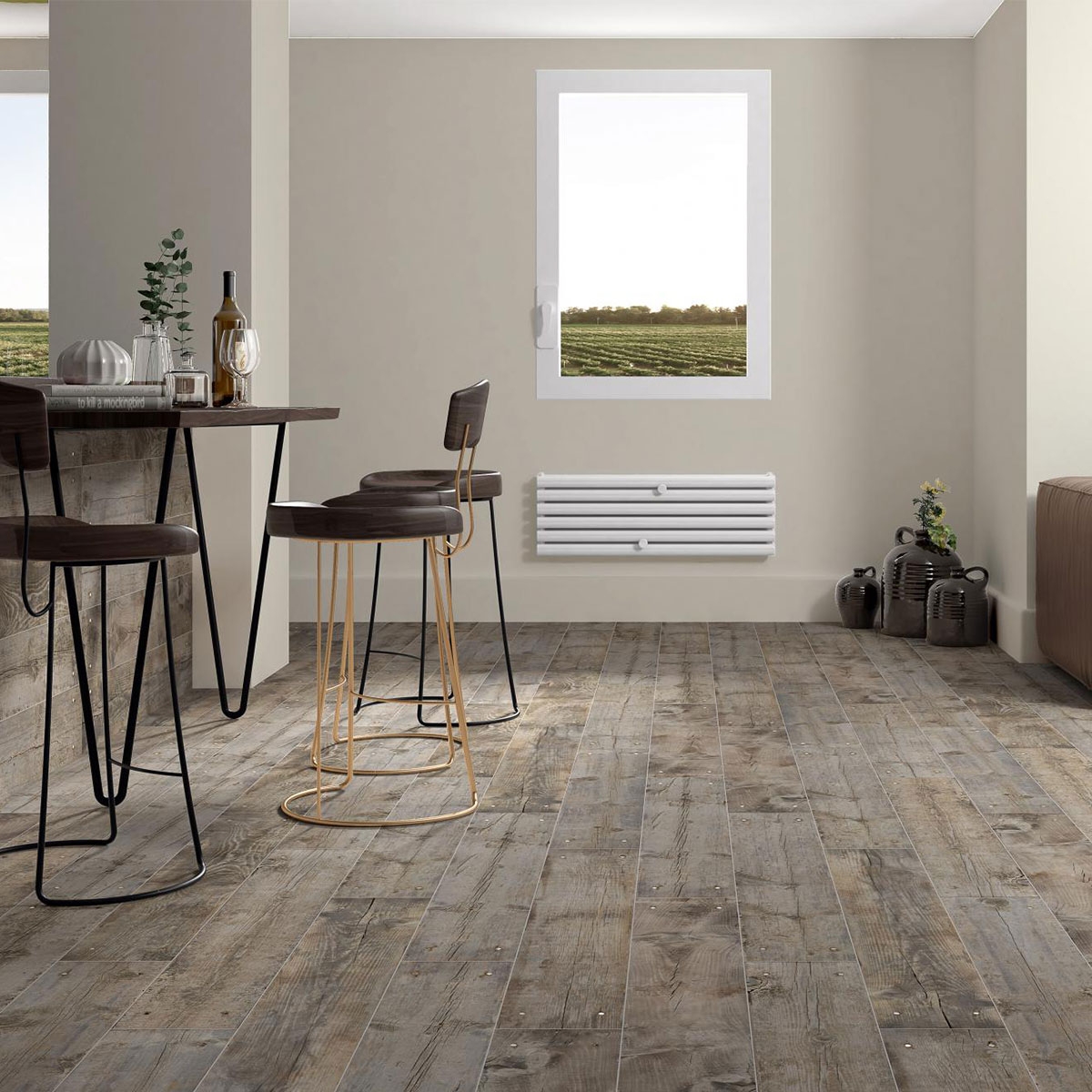 Intérieur avec dallage Bois Ceniza 15x90