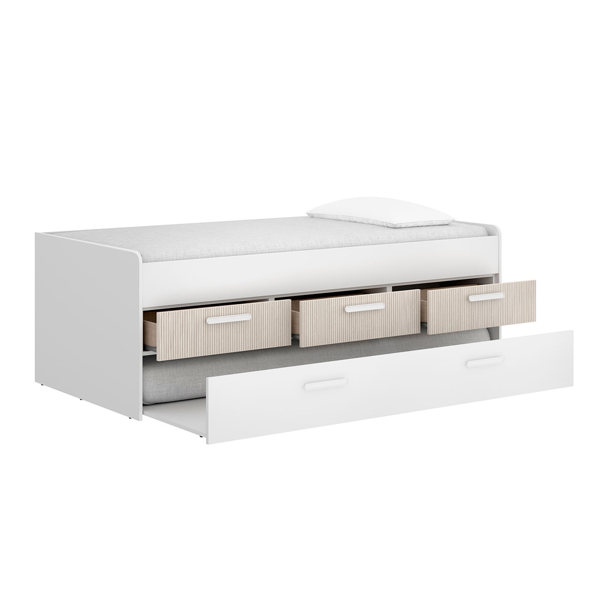 Leka Cama Compacta Branco/Ripado - 2