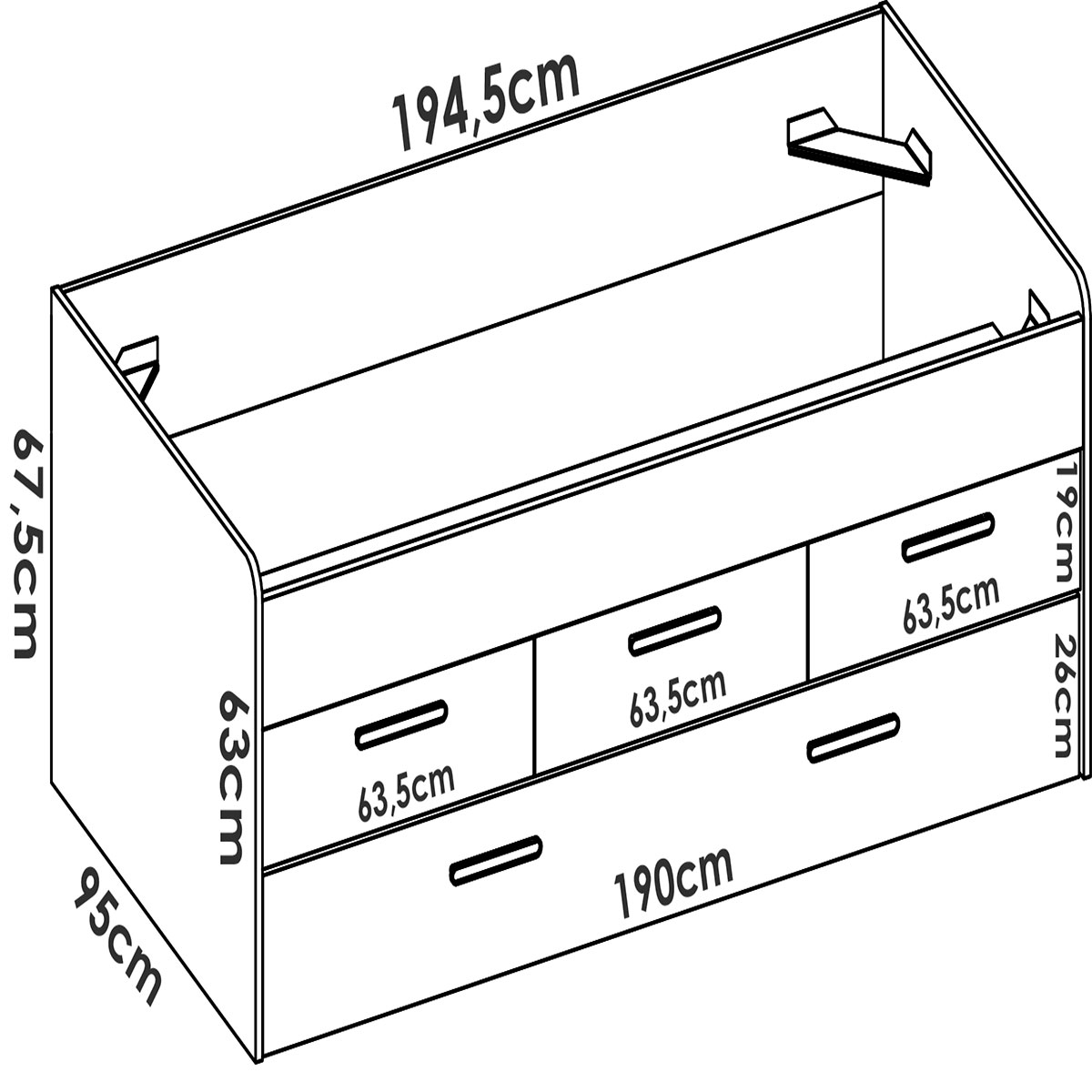 Measurements of Leka Compact Bed White/Slatted