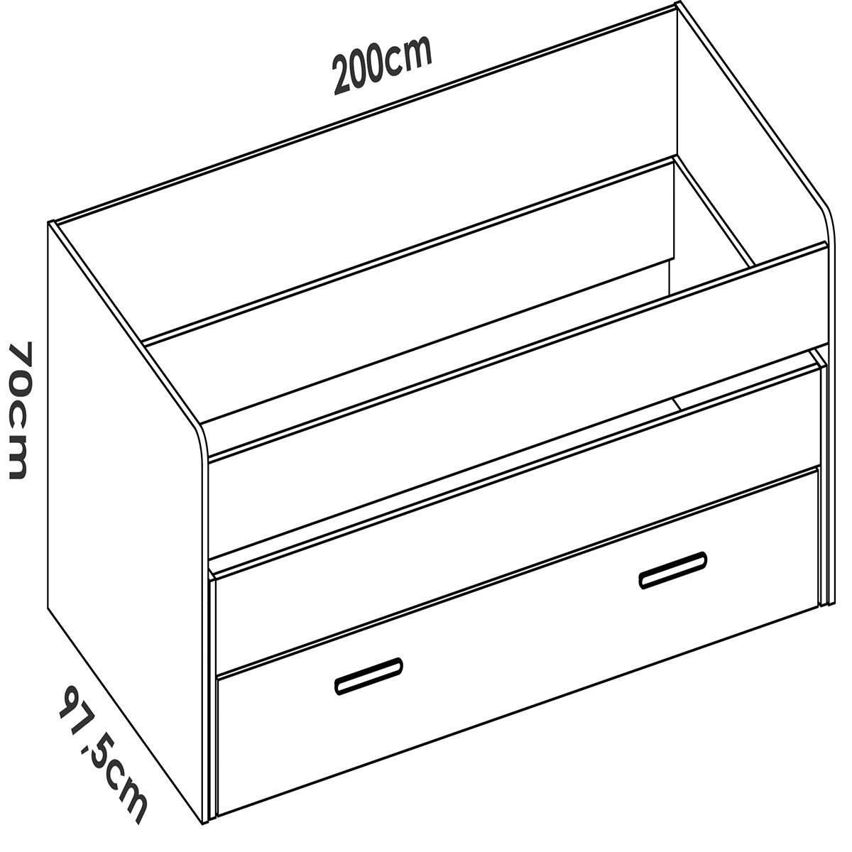 Compact Bed Measurements Pema White/Slatted