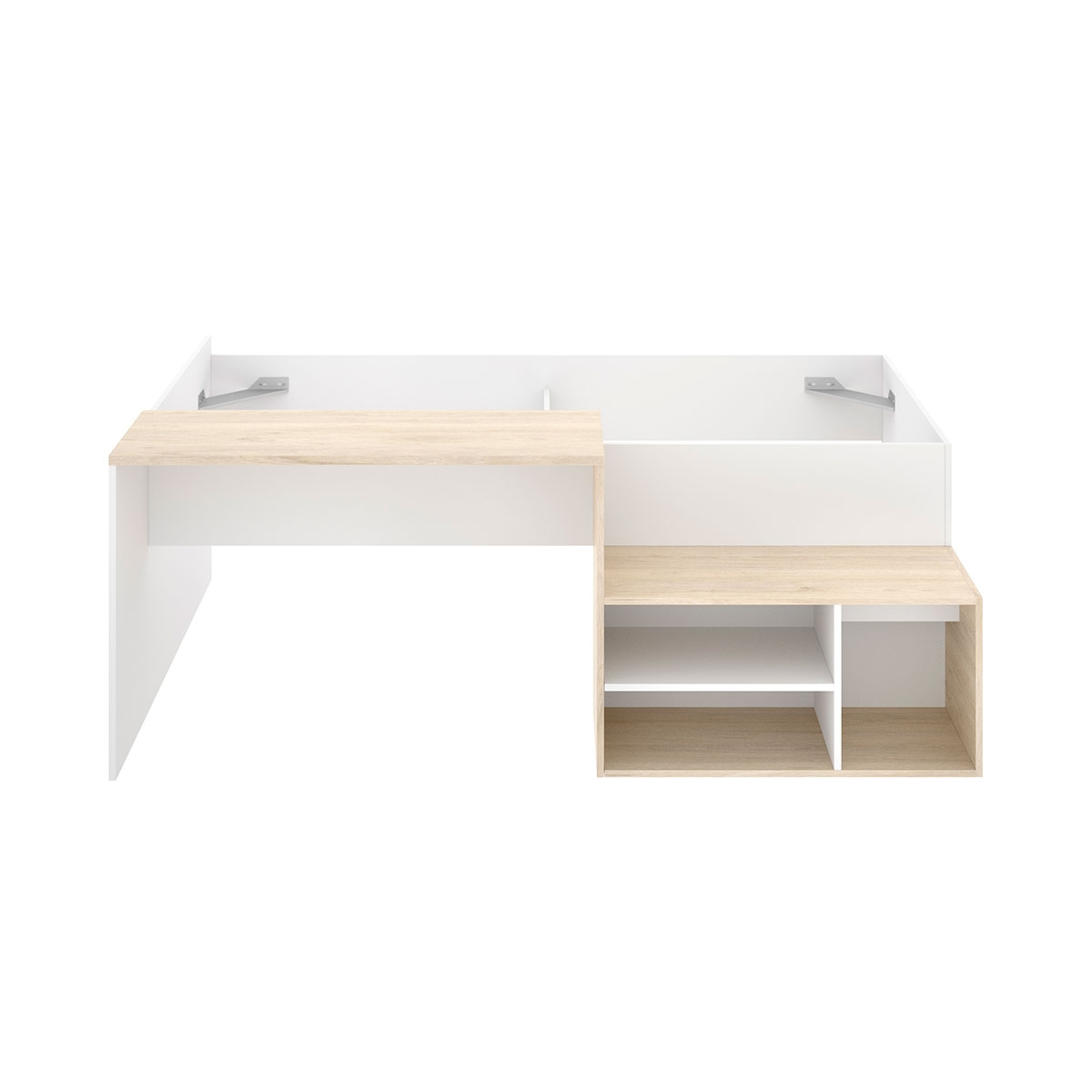 Lit compact Kric avec bureau naturel + blanc