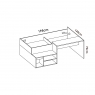 Dimensions de Kric Lit compact avec bureau naturel + blanc