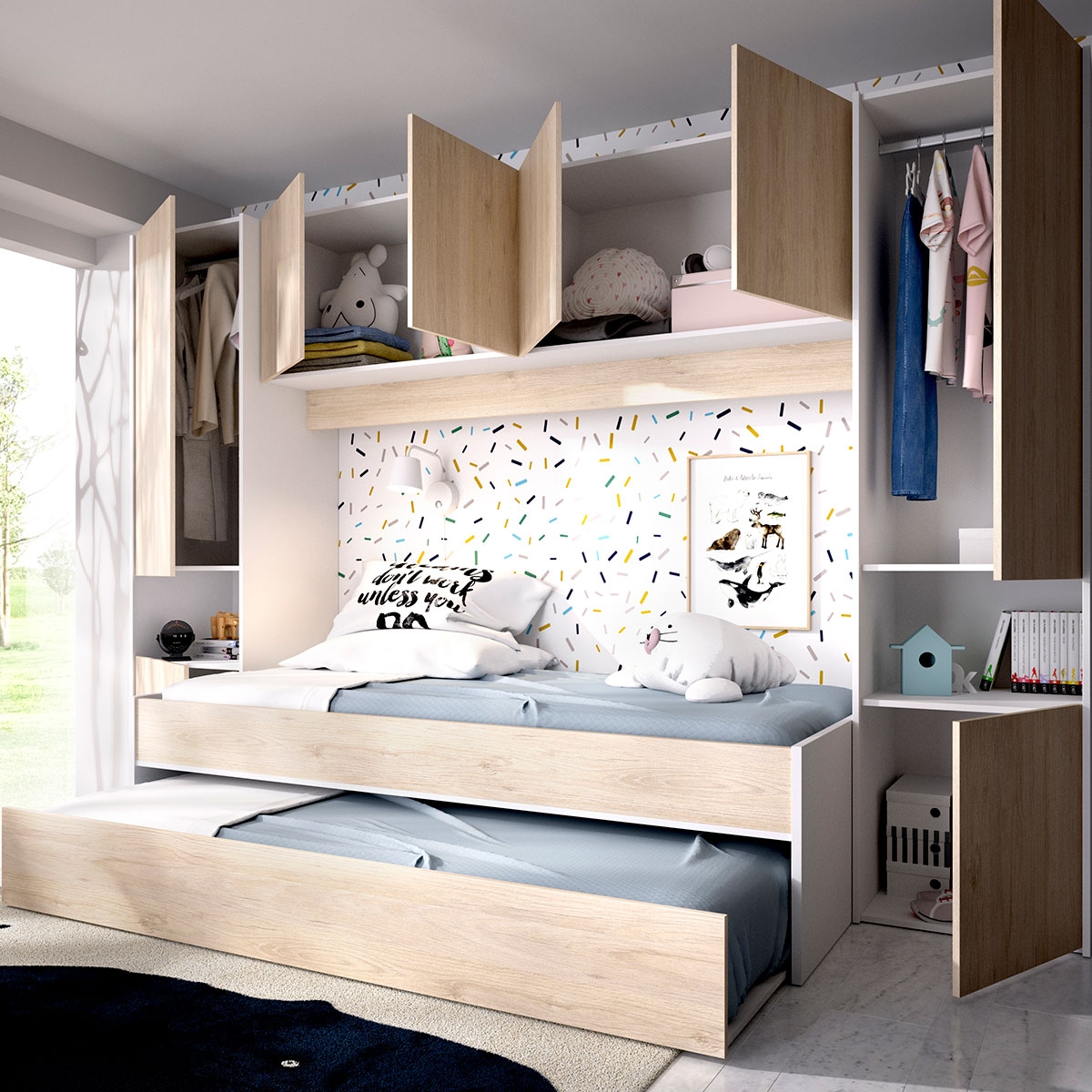 Zimmer mit 2 Betten, Kleiderschrank und Loft Kwai Weiß/Naturraum - 2