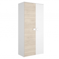 Dina 2-Tür-Kleiderschrank Weiß/Natürlich