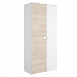 Dina 2-Tür-Kleiderschrank Weiß/Natürlich