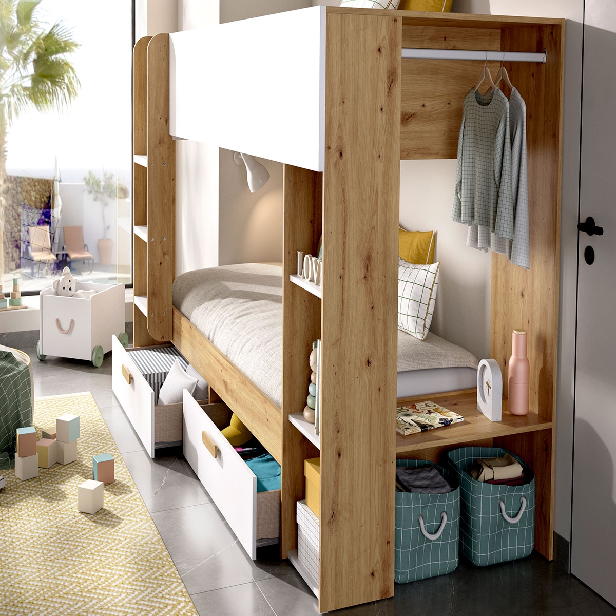 Quarto com Beliche Duas Camas Vinty 90X200 com Arrumos - 2