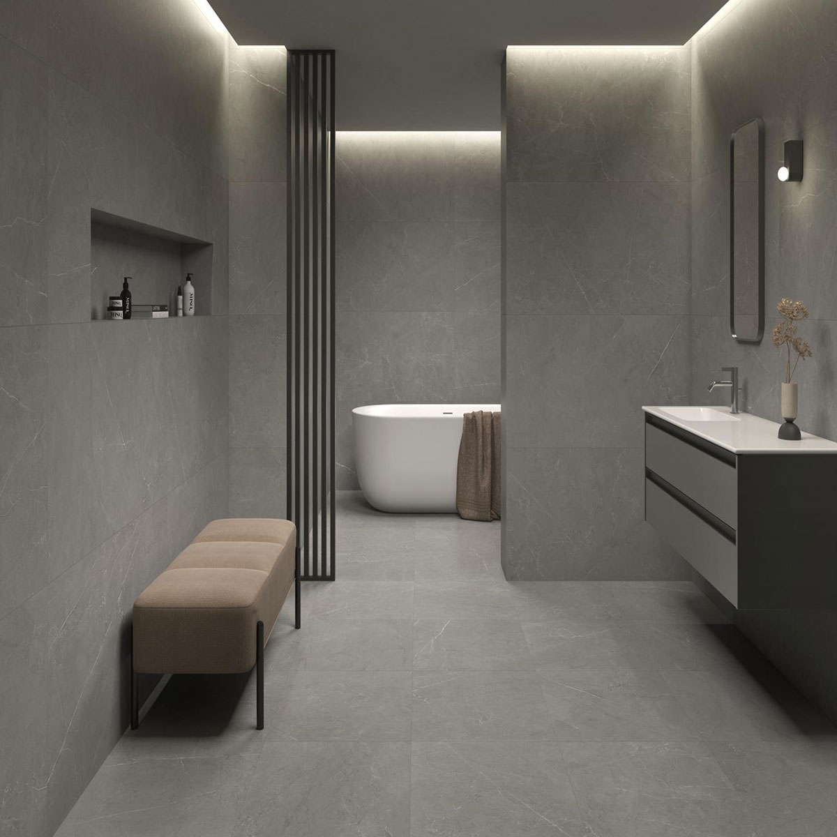 Bathroom with Sense Polished Gray flooring 60x60