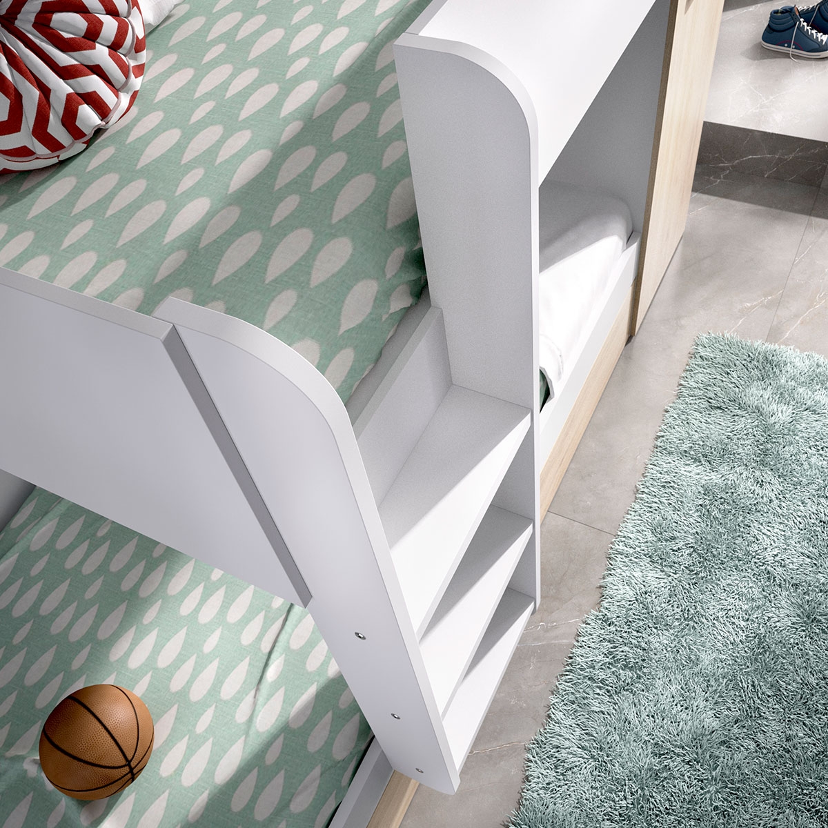 Ambiente mit Tom Train Bed 3 Betten Weiß/Natürlich - 3