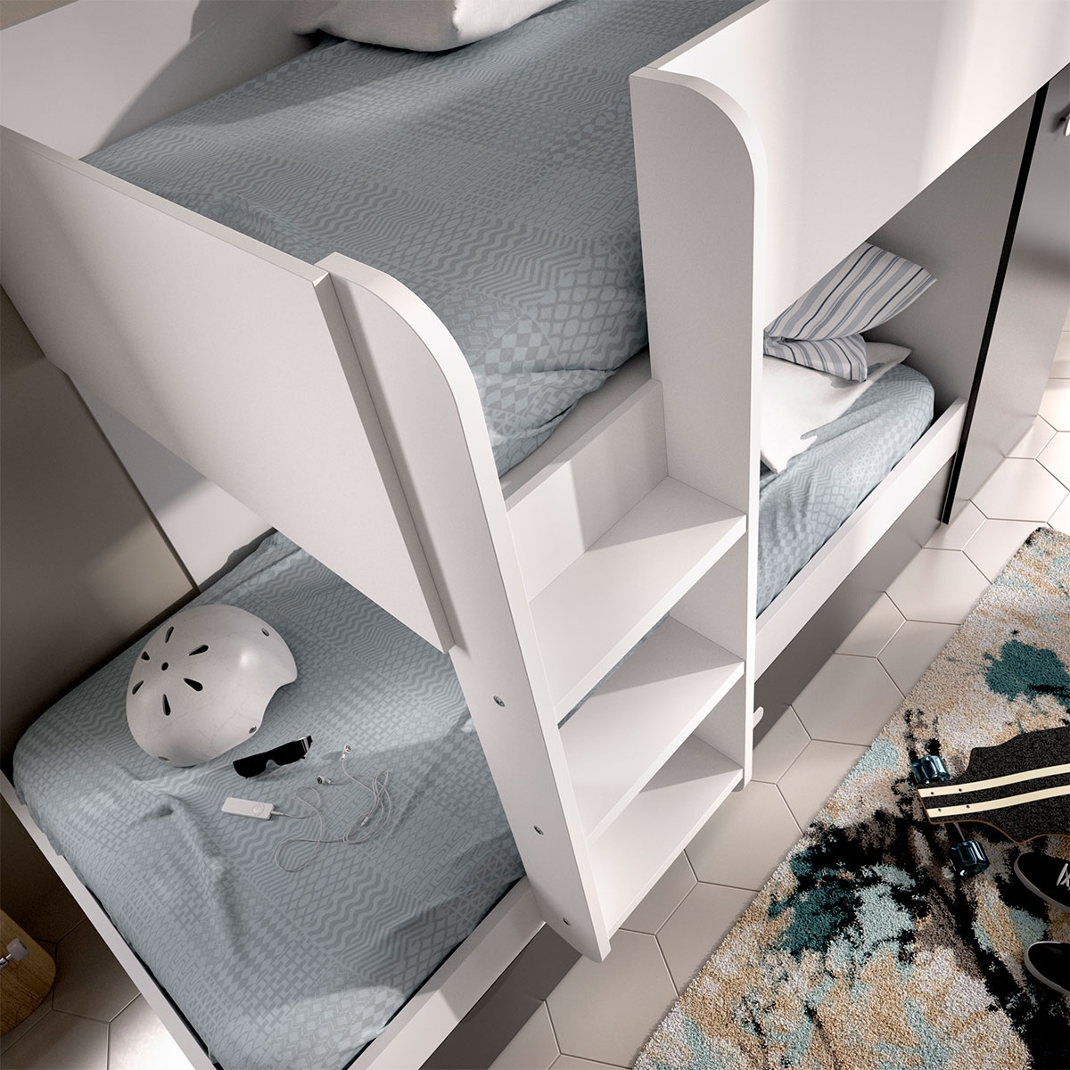 Ambience mit Tom Train Bed 3 Betten Weiß/Graphit - 3