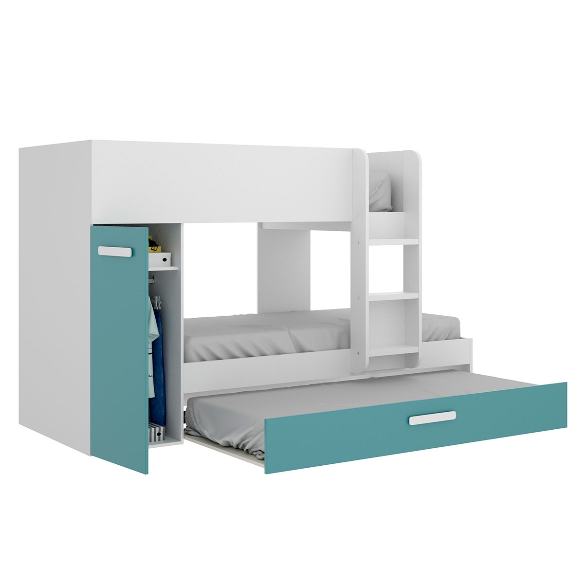 Tom Train Bed 3 Camas Branco/Esmeralda - 2