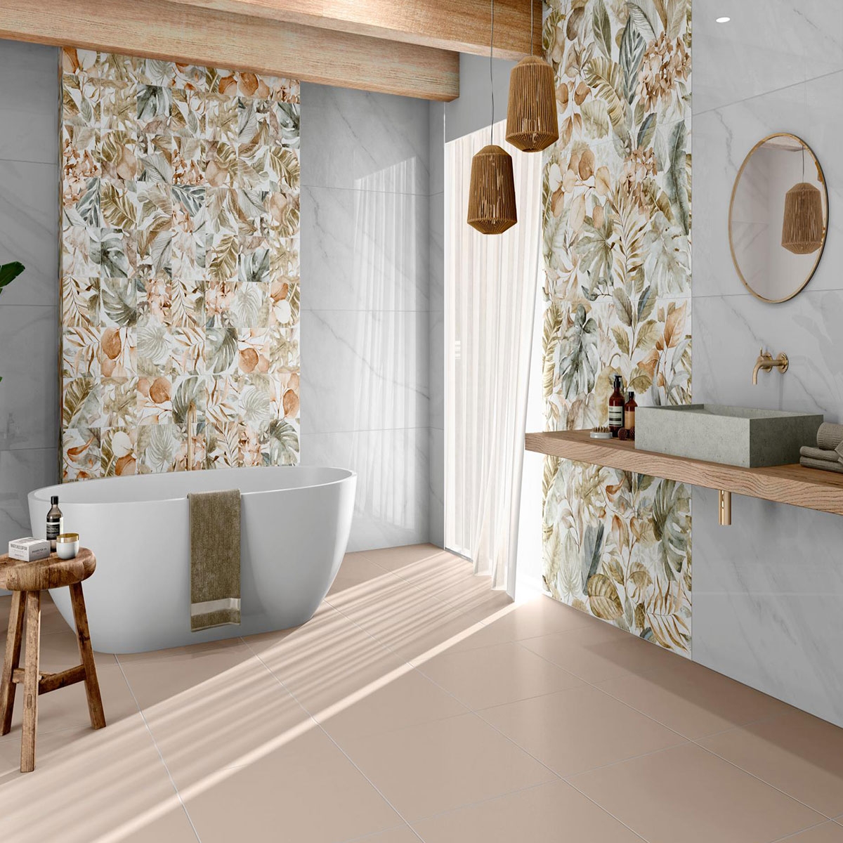 Badezimmer mit Lenci White Verkleidung 60x120