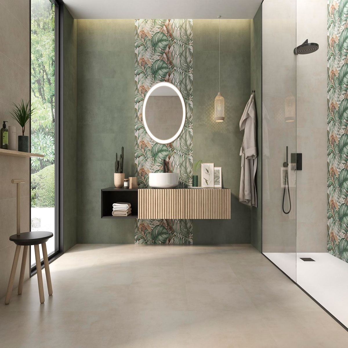 Salle de bain avec revêtement Eleganza Beige 33.3x100 (Boîte 2m2)