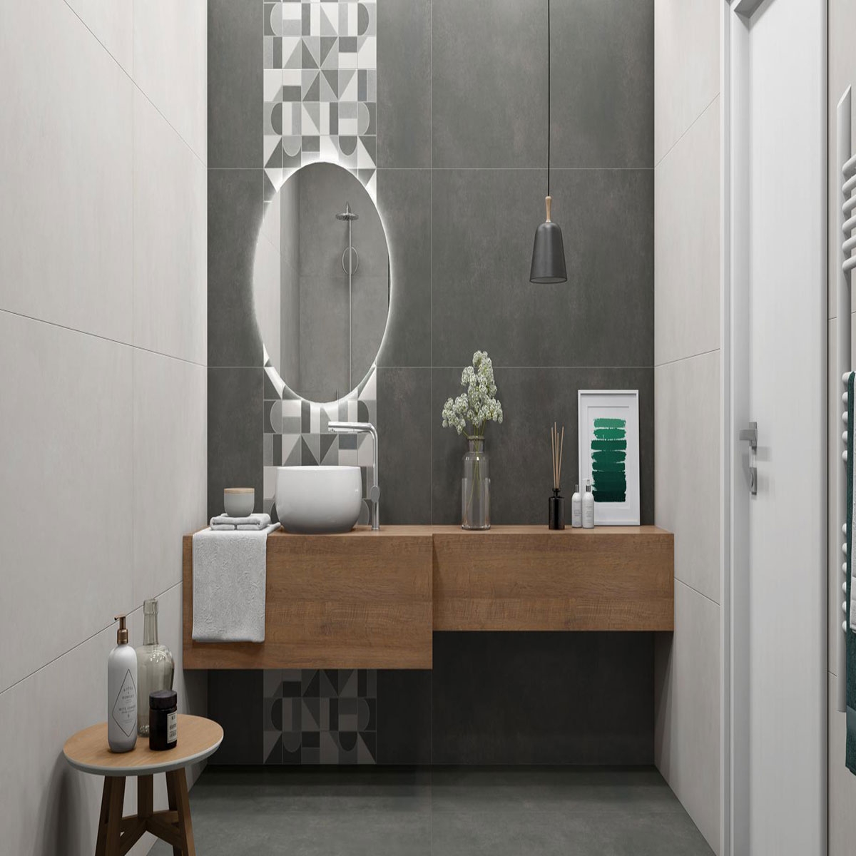 Bathroom with ES Omnia Neutral coating 60x120