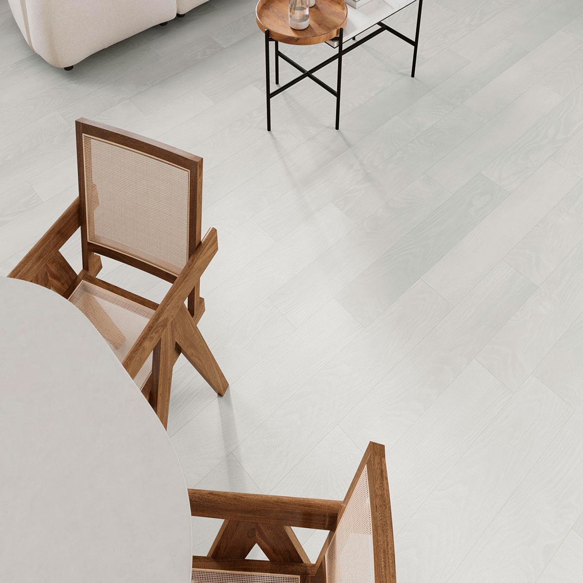 Interior con pavimento Eternity Blanco 20x120