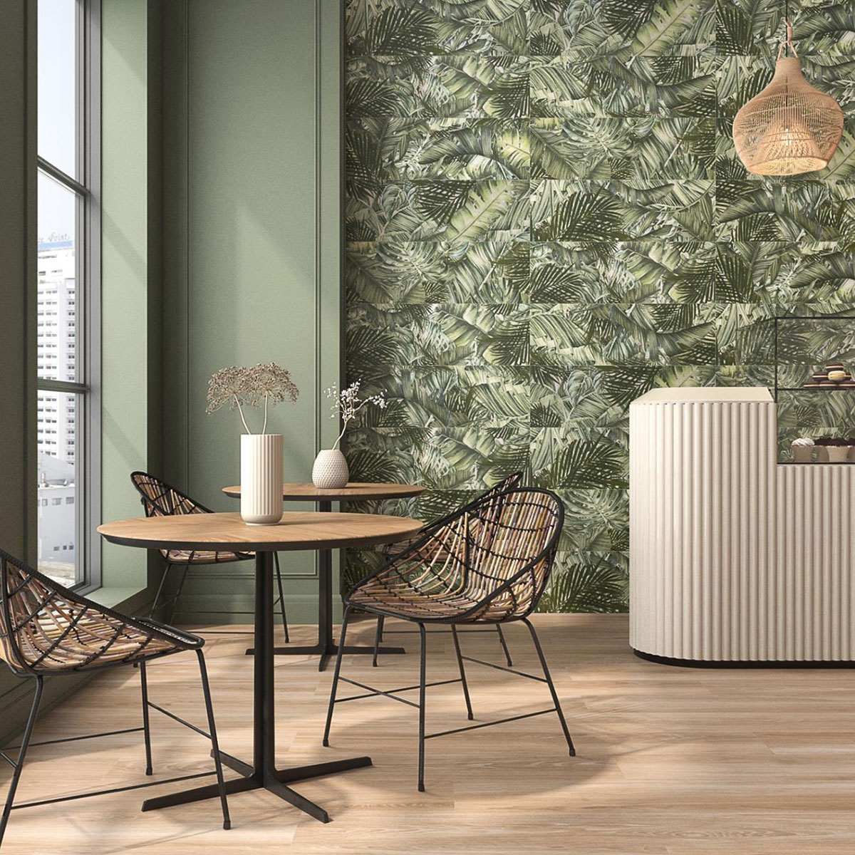 Innenraum mit ES Nera Eichenboden 20x120