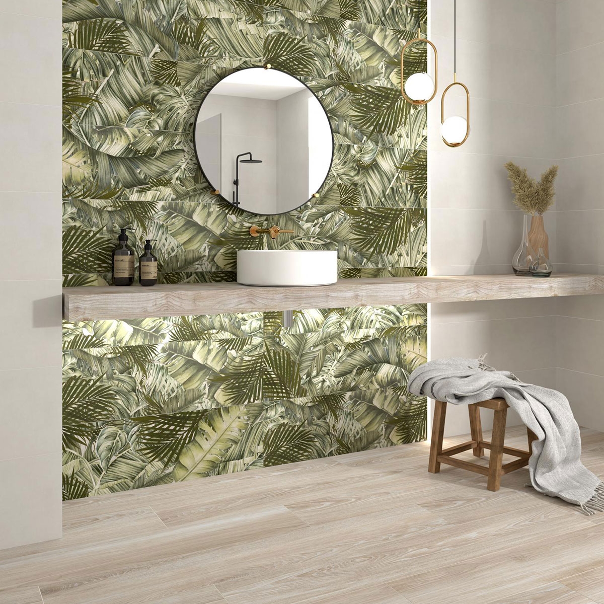 Interior com pavimento ES Nera Beech 20x120