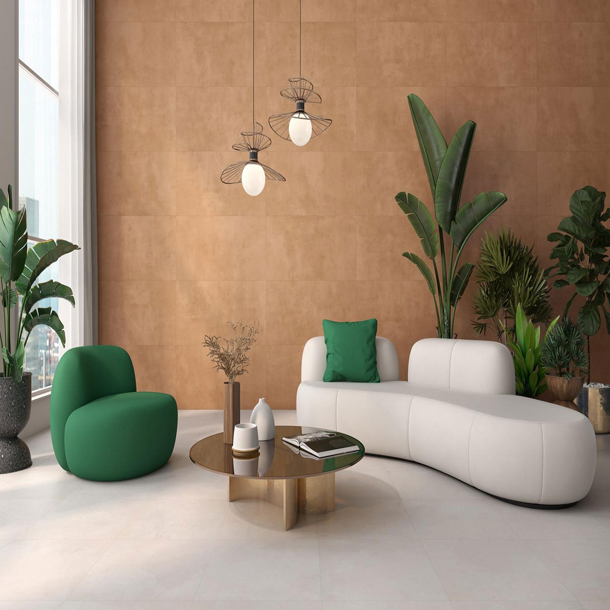 Sala con pavimento ES Omnia Neutro 60x60