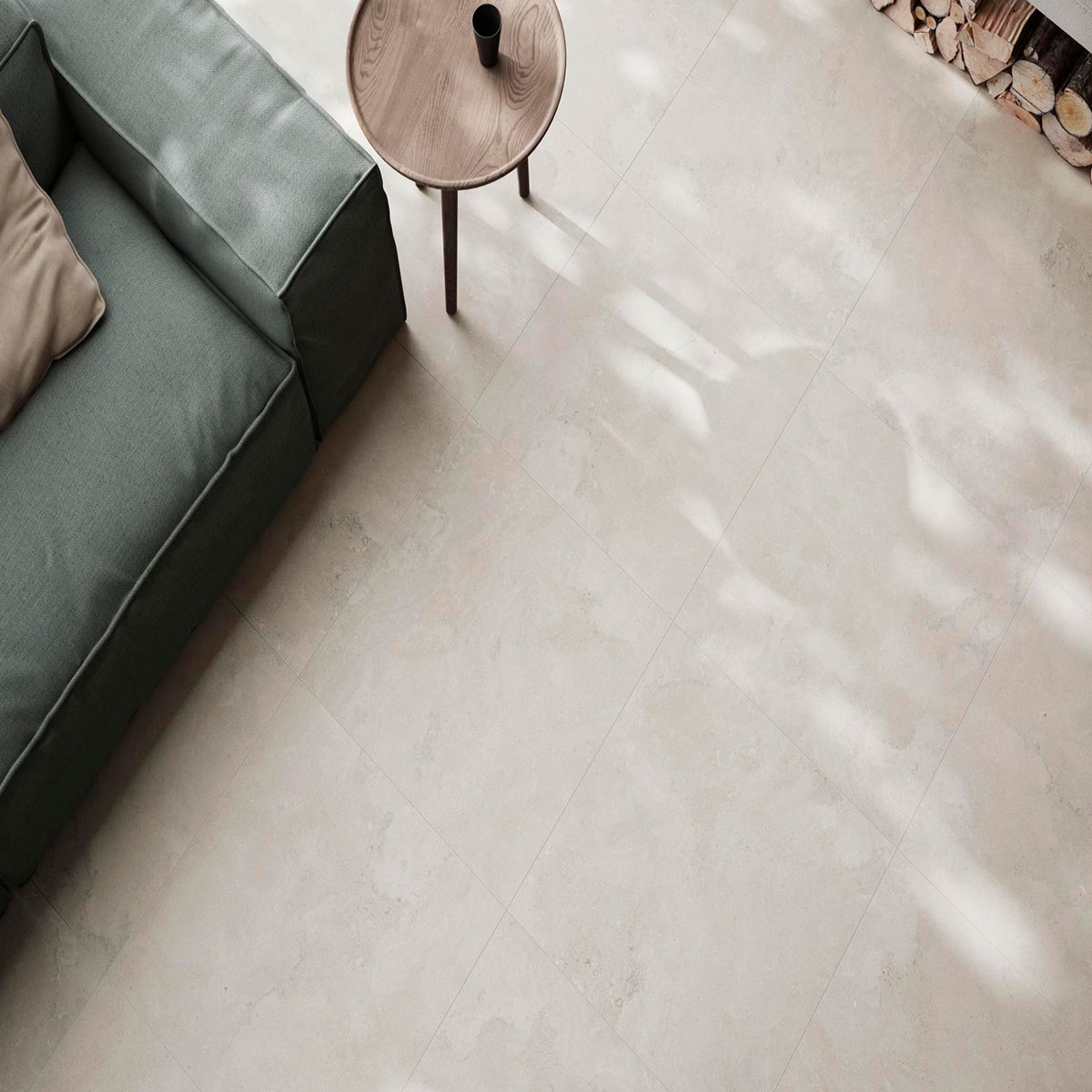 Interior com pavimento Portlandstone Branco 90x90