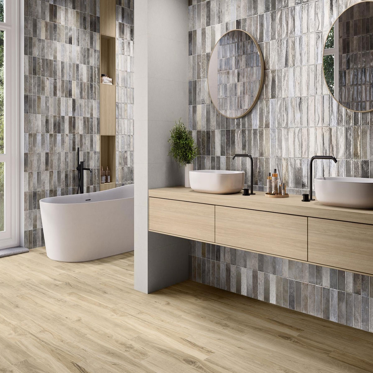 Casa de banho com revestimento Artline Greige 31.6x60