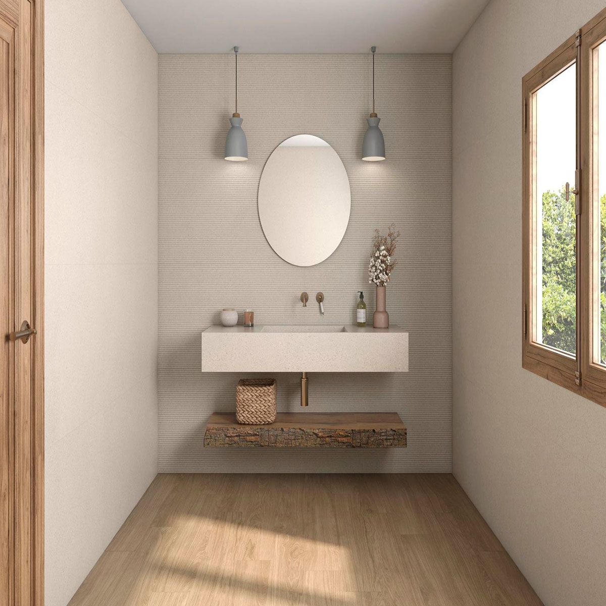 Salle de bain avec Lin Marfil 60x120 (Boîte 1.44m2)
