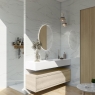 Baño con revestimiento Calacata White Relieve Crest 30x90