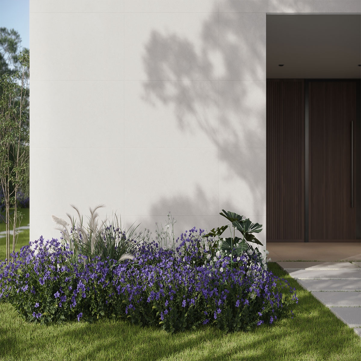 Exterior com revestimento Khala Max White 60x120