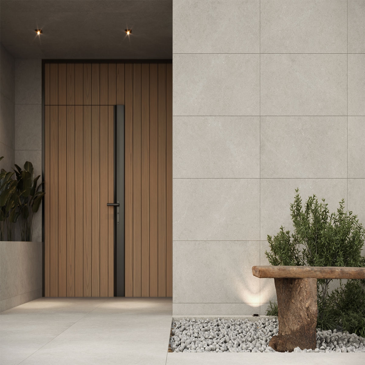 Exterior com revestimento Khala Max Taupe 60x120