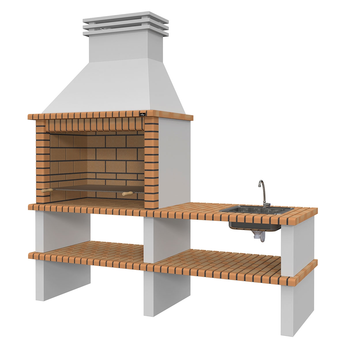 Grill mit Arbeitsplatte, Spüle und Wasserhahn Nisa Gelb-Braun - 2