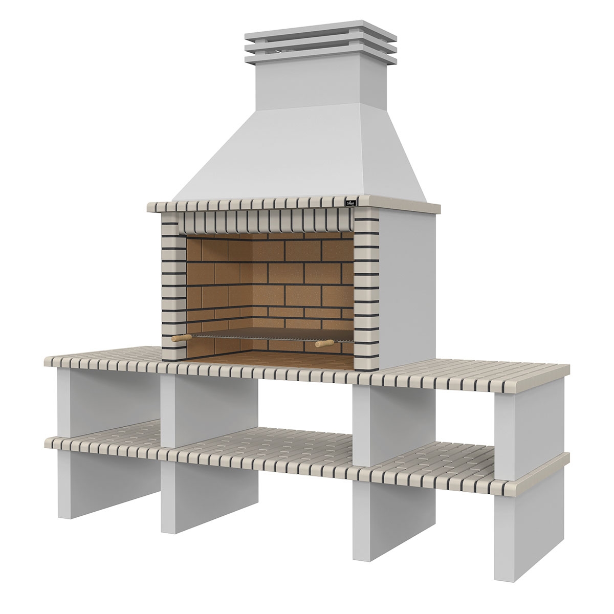 Churrasqueira com 2 Bancadas Nisa Branco-Castanho