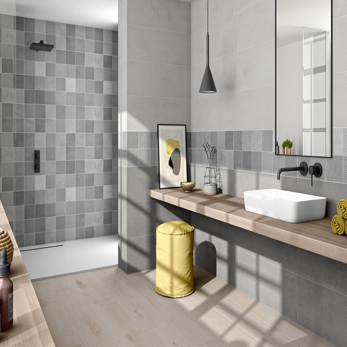 Salle de bain avec revêtement Regal Perla 30x90 (Boîte 1.35m2)