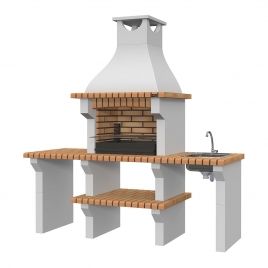 Barbecue with 2 countertops, sink and Silves Yellow faucet