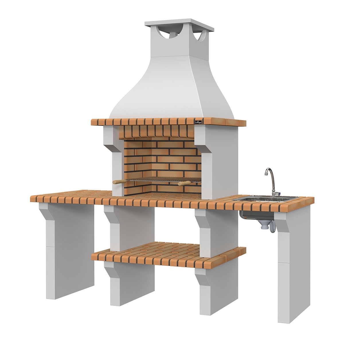Barbecue with 2 countertops, sink and Silves Yellow tap - 2