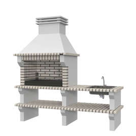 Grill mit Arbeitsplatten, Waschbecken und Wasserhahn Viana White