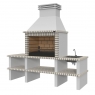 Barbecue with 2 Benches, Sink and Nisa White-Brown Faucet
