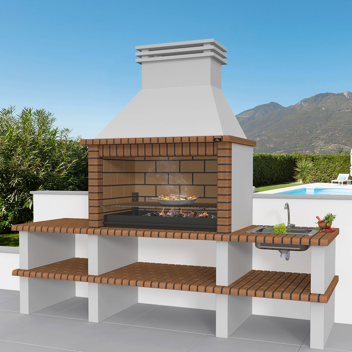 Chambre avec barbecue avec 2 comptoirs, évier et robinet Nisa Templar-Brown