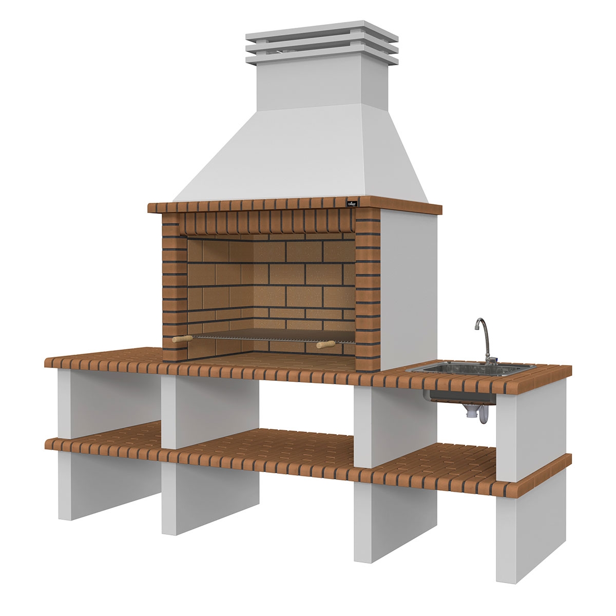 Grill mit 2 Arbeitsflächen, Spüle und Wasserhahn Nisa Templar-Brown - 2