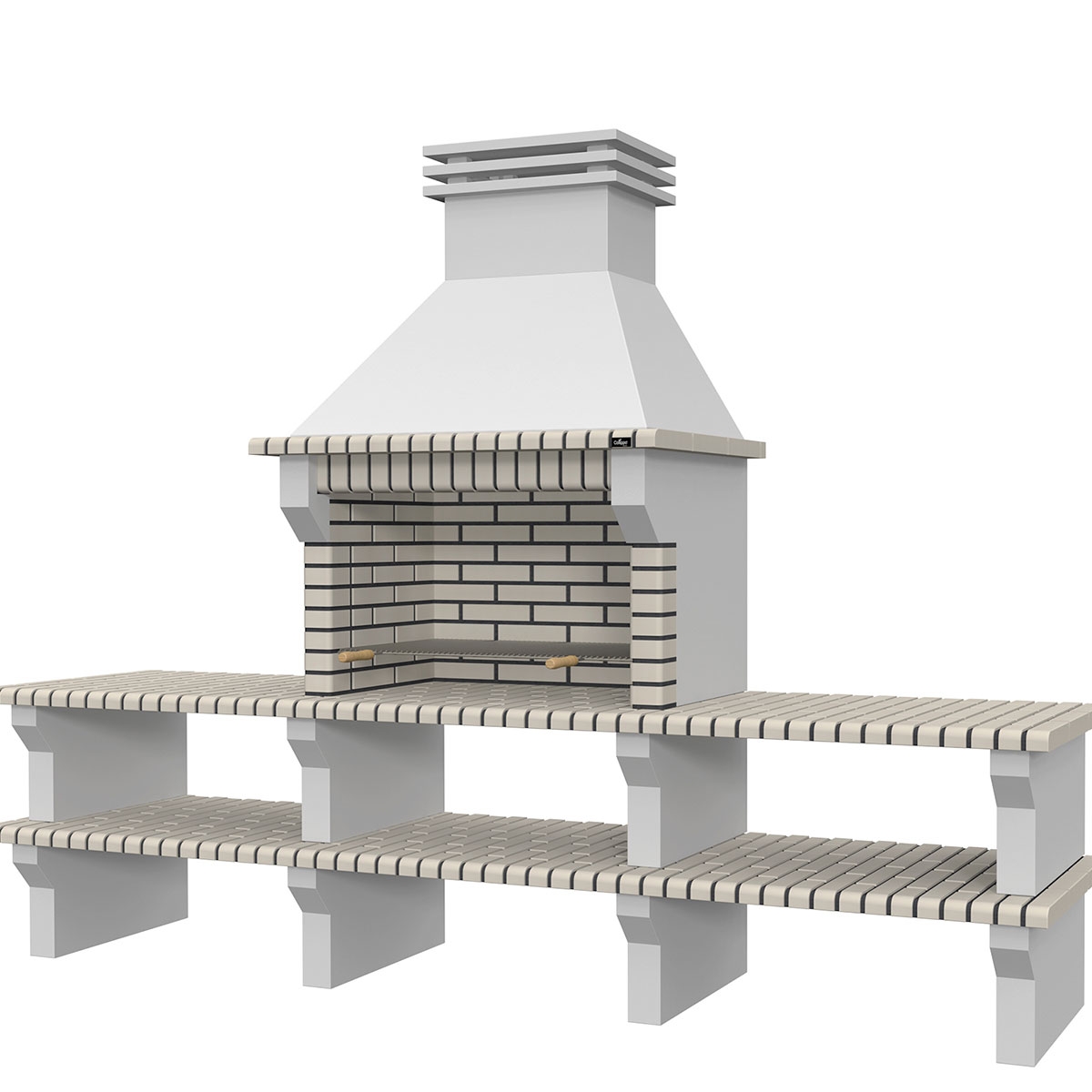 Grill mit 2 White-Arbeitsplatten Viana White