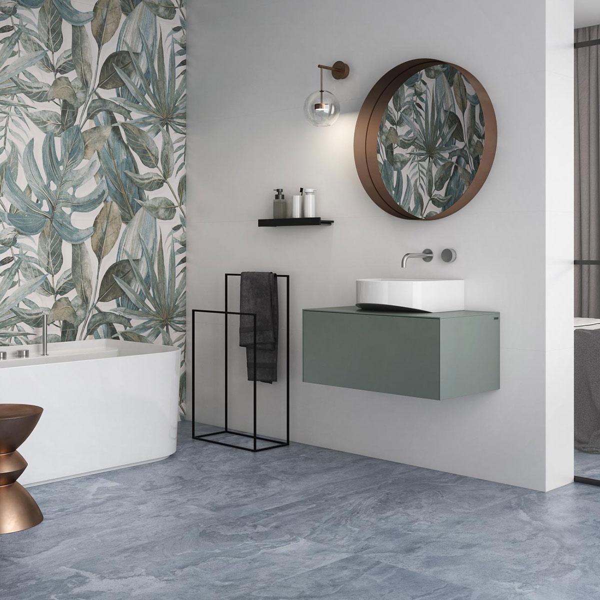 Interior com revestimento Essenza Bianco 60x120