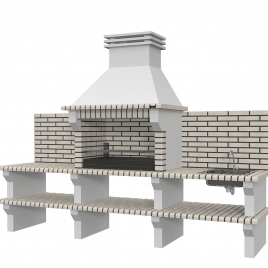 Grill mit 2 Arbeitsplatten, Spüle und Wasserhahn Viana White