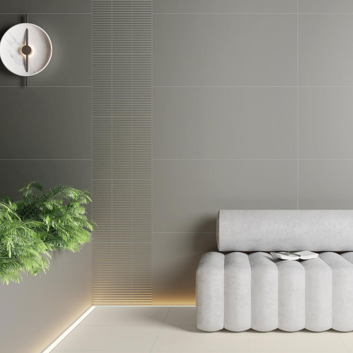 Interior com revestimento Essenza Tortora 60x120