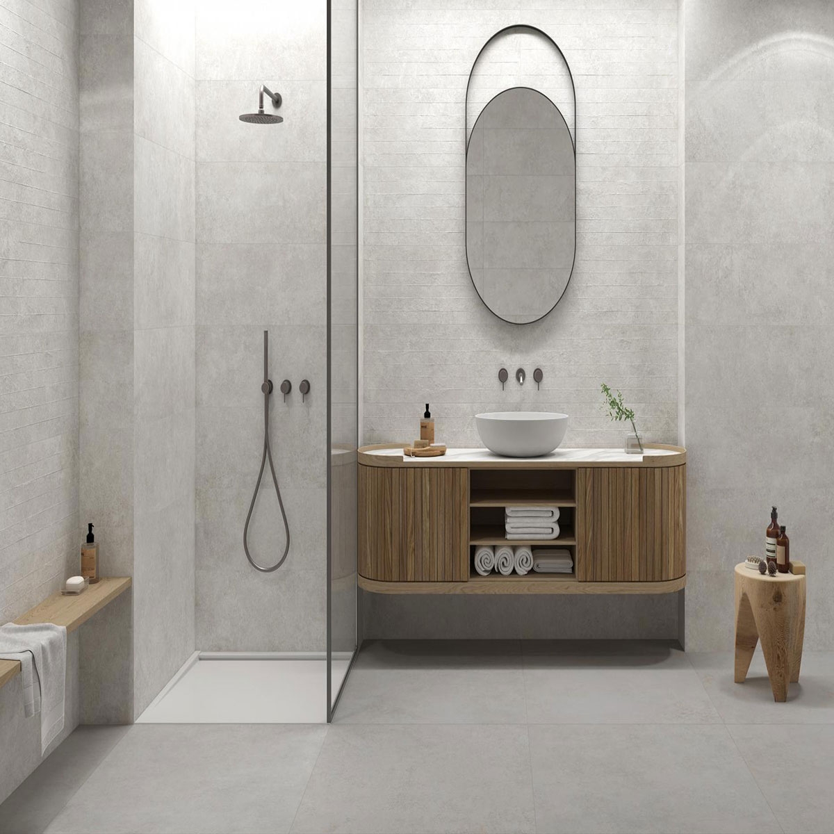 Baño con revestimiento Odeon Blanco 30x90 (Caja 1.35m2)