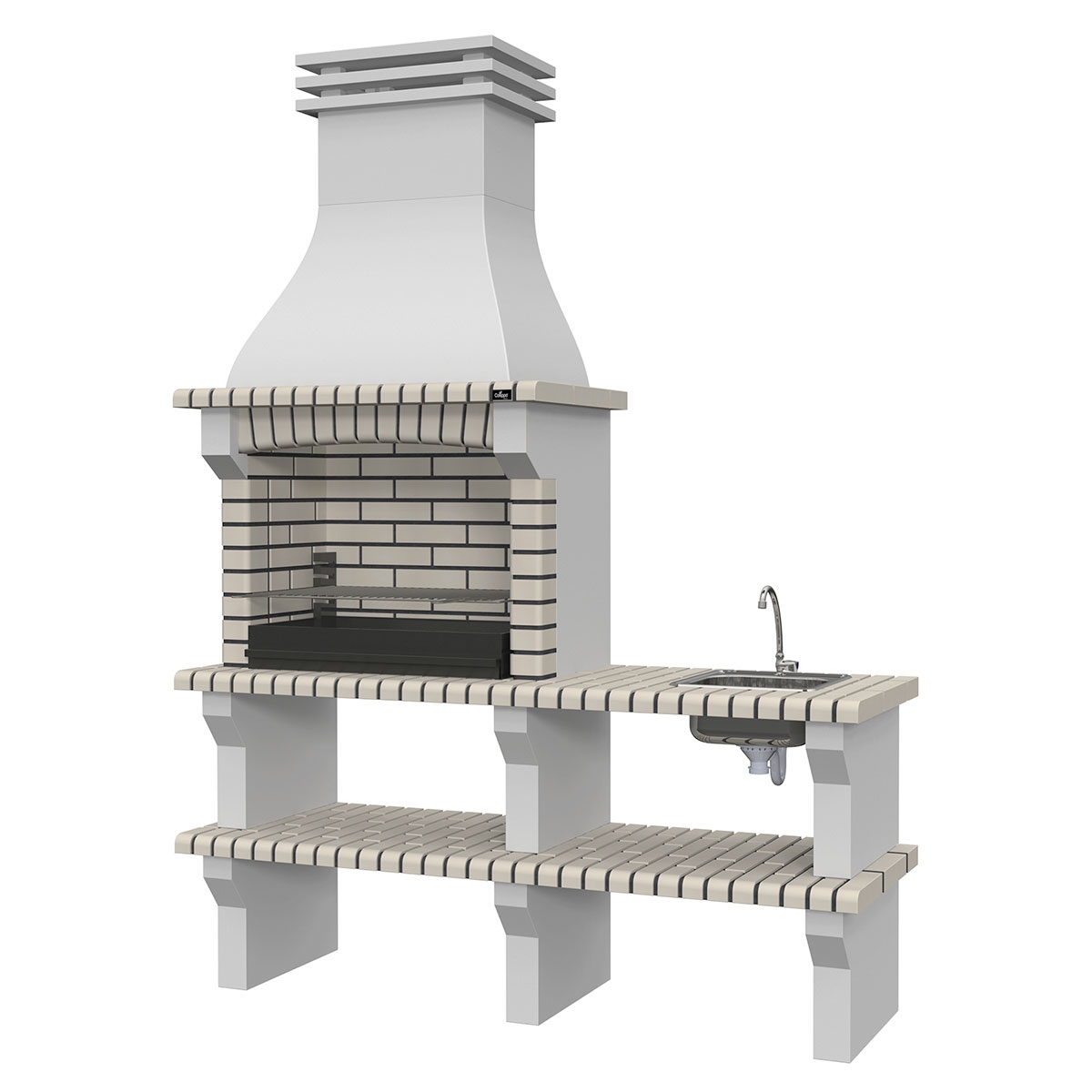 Barbecue with Countertop, sink and Fafe White Faucet - 2