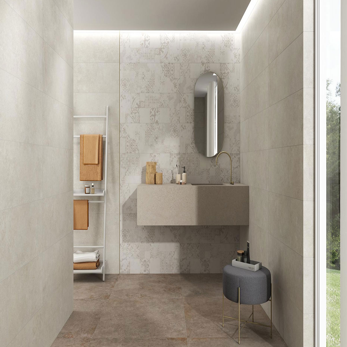 Bathroom with Odeon Marfil 30x90 cladding