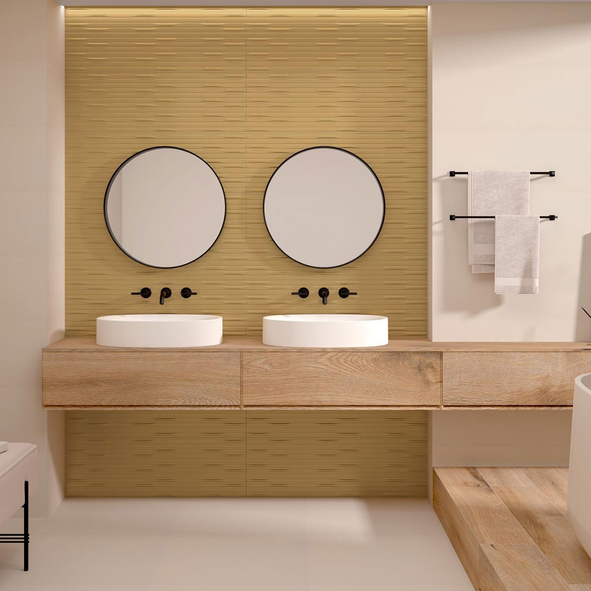 Interior com pavimento bege Essenza 30x60