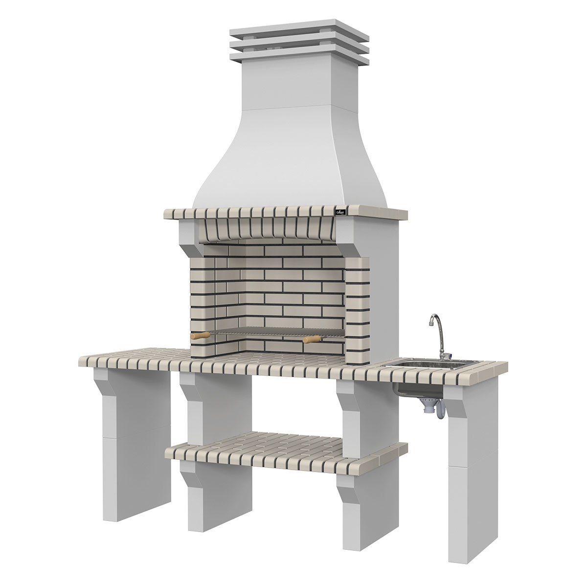 Barbecue with 2 Countertops, Sink and Fafe White Faucet