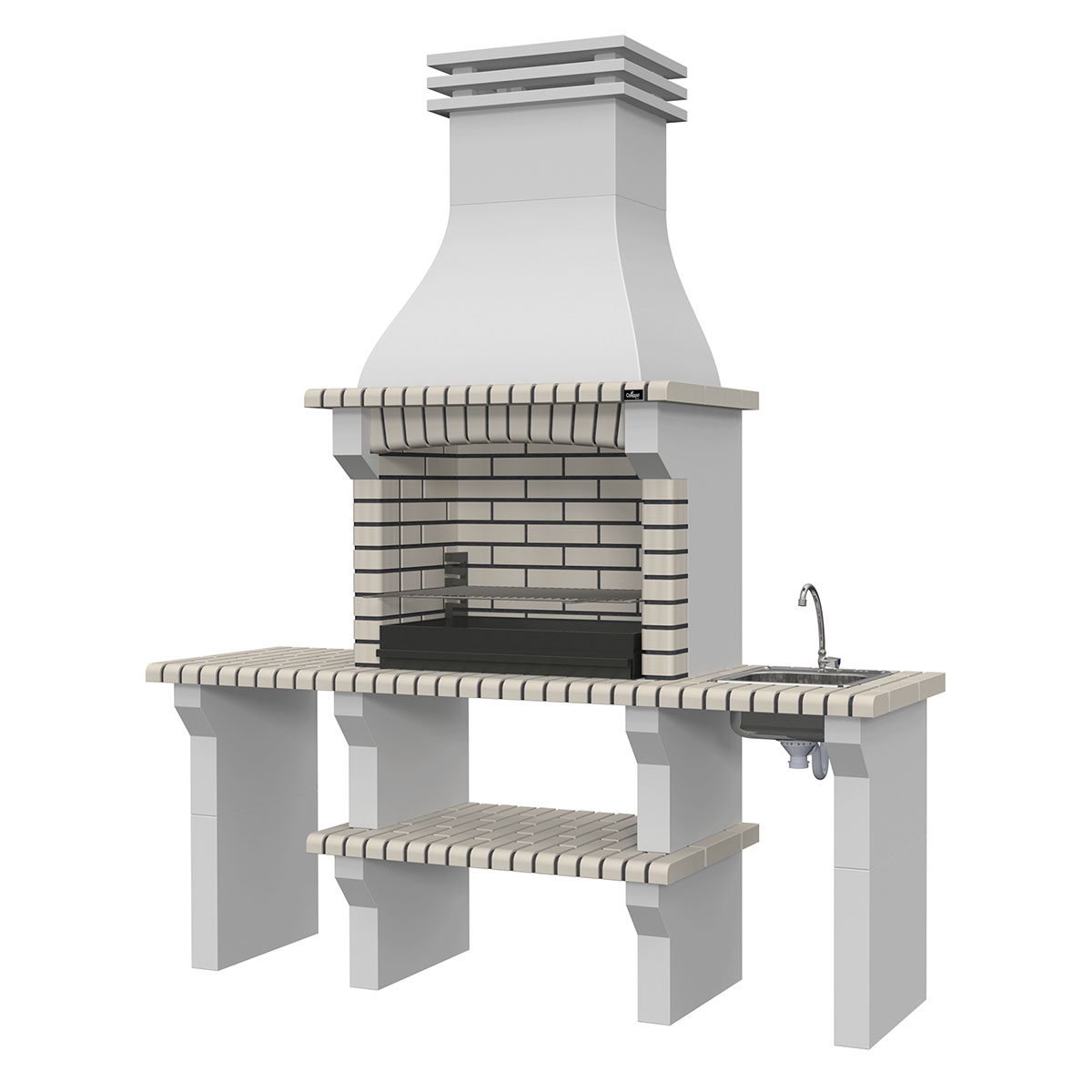 Barbecue with 2 Countertops, Sink and Fafe White Faucet - 2