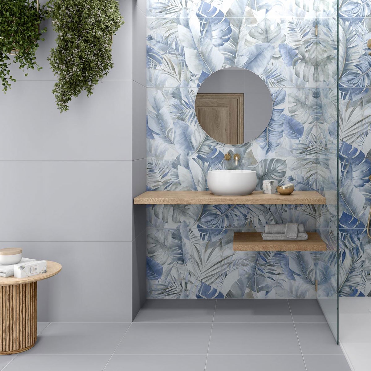 Interior with Essenza Perla floor and wall tile 60x60