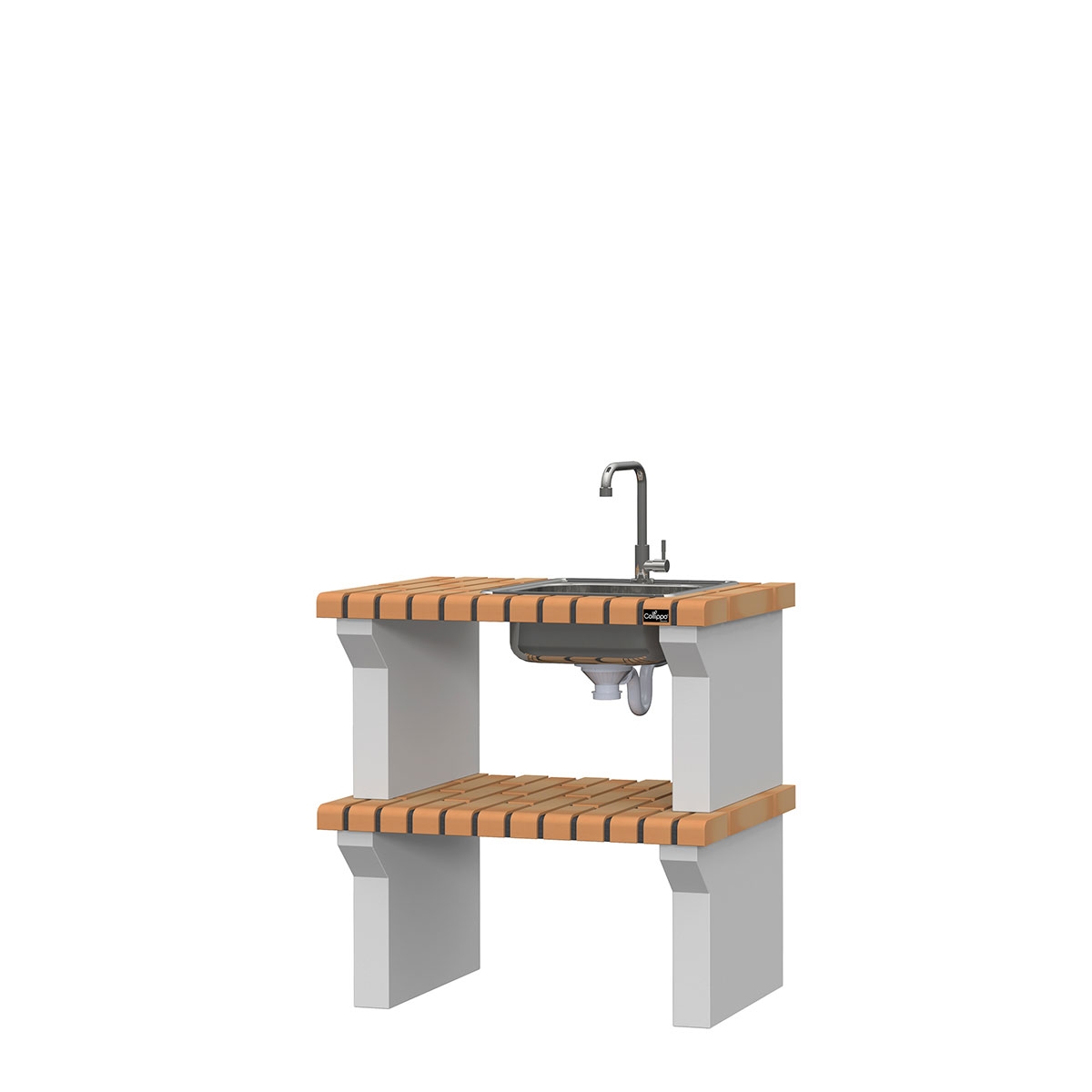 Table de cuisson avec évier et robinet Vagos Jaune