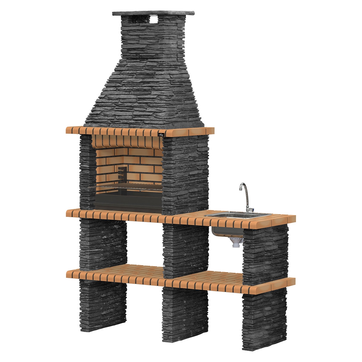 Barbecue with Countertop, Sink and Piódão Amarillo Faucet - 2